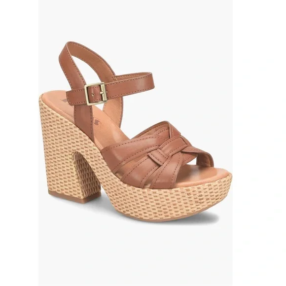 KORKS Dee Wedge Wrapped Platform Brown Faux Leather Straps Women’s Size 8 - Picture 1 of 14